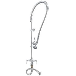 T&S Brass And Bronze Works T&S B-0113-BT Easy Install Deck Mounted 45" High Pre-Rinse Faucet With BSPT Female Flex Inlets, 44" Hose, And Wall Bracket
