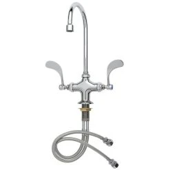 T&S Brass And Bronze Works T&S B-0309 Vandal Resistant Deck Mounted Single Hole Pantry Faucet With Flex Inlets, 8 13/16" Swivel Gooseneck Spout, Eterna Cartridges, And 4" Wrist Action Handles