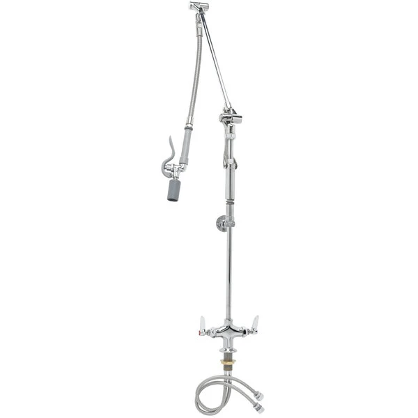 T&S Brass And Bronze Works T&S B-0117 Deck Mounted 42" High Pre-Rinse Faucet With Flex Inlets, Roto-Flex Support, Low-Flow Spray Valve, And Wall Bracket 3 T&S Brass And Bronze Works T&S B-0117 Deck Mounted 42" High Pre-Rinse Faucet With Flex Inlets, Roto-Flex Support, Low-Flow Spray Valve, And Wall Bracket