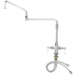 T&S Brass And Bronze Works T&S B-0268-03 Deck Mounted Single Hole Pantry Faucet With Flex Inlets, 24" Double Jointed Swing Nozzle, Eterna Cartridges, And 4 5/8" Extension