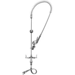 T&S Brass And Bronze Works T&S B-0113-V-BC EasyInstall Deck Mounted 46" High Pre-Rinse Faucet With Flex Inlets, Low Flow Spray Valve, 44" Hose, Vacuum Breaker, And 6" Wall Bracket