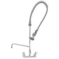 T&S Brass And Bronze Works T&S B-0133-A12B-TEE EasyInstall Wall Mounted 39 3/4" High Pre-Rinse Faucet With 8" Adjustable Centers, 44" Hose, 12" Add-On Faucet, Tee Assembly, And 6" Wall Bracket