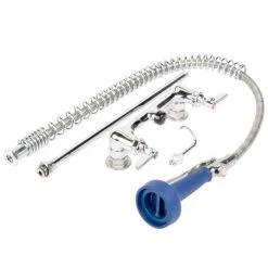 T&S Brass And Bronze Works T&S B-0133-08 EasyInstall Wall Mounted 33 1/4" High Pre-Rinse Faucet With Adjustable 8" Centers, Ergonomic Spray Valve, And 44" Hose -T&S Brass Shop 555591