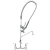 T&S Brass And Bronze Works T&S B-0133-ADF10-BR EasyInstall Wall Mounted 41 1/2" High Pre-Rinse Faucet With Adjustable 8" Centers, Brush Spray Valve, 36" Hose, 10" Add-On Faucet, Flexible Supply Hoses, Supply Stops, And Wall Bracket -T&S Brass Shop 557371