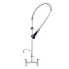 T&S Brass And Bronze Works T&S B-0123-A06-B08 EasyInstall Deck Mounted 46" High Pre-Rinse Faucet With Adjustable 8" Centers, Ergonomic Spray Valve, 44" Hose, 6" Add-On Faucet, And 6" Wall Bracket