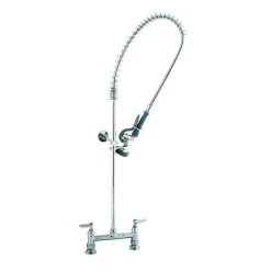 T&S Brass And Bronze Works T&S B-0123-B9 EasyInstall Deck Mounted 40" High Pre-Rinse Faucet With Adjustable 8" Centers, 44" Hose, And 9" Wall Bracket