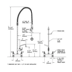 T&S Brass And Bronze Works T&S B-0123-ADF06 EasyInstall Deck Mounted 49 1/4" High Pre-Rinse Faucet With Adjustable 8" Centers, 44" Hose, And 6" Add-On Faucet 5 T&S Brass And Bronze Works T&S B-0123-ADF06 EasyInstall Deck Mounted 49 1/4" High Pre-Rinse Faucet With Adjustable 8" Centers, 44" Hose, And 6" Add-On Faucet -T&S Brass Shop 58160