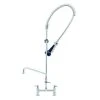 T&S Brass And Bronze Works T&S B-0123-A08-B08 EasyInstall Deck Mounted 46" High Pre-Rinse Faucet With Adjustable 8" Centers, Ergonomic Spray Valve, 44" Hose, 8" Add-On Faucet, And 6" Wall Bracket