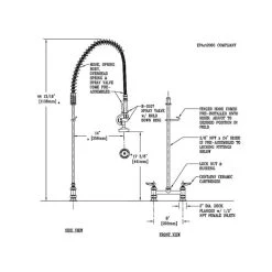 T&S Brass And Bronze Works T&S B-0123-CR EasyInstall Deck Mounted 45" High Pre-Rinse Faucet With Adjustable 8" Centers, And 44" Hose -T&S Brass Shop 59482