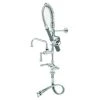 T&S Brass And Bronze Works T&S MPW-2DCN-06 EasyInstall Deck Mounted 24 3/4" High Mini Pre-Rinse Faucet With Flex Inlets, Angled Low Flow Spray Valve, Club Handles, 24" Hose, 6" Add-On Faucet, And 6" Wall Bracket