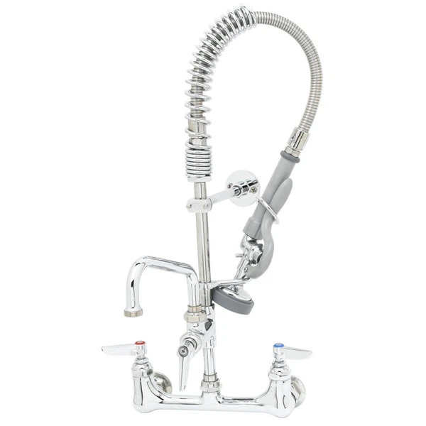 T&S Brass And Bronze Works T&S MPZ-8WCN-08 EasyInstall Wall Mounted 22 1/8" High Mini Pre-Rinse Faucet With Adjustable 8" Centers, Club Handles, 24" Hose, 8" Add-On Faucet, And 6" Wall Bracket 3 T&S Brass And Bronze Works T&S MPZ-8WCN-08 EasyInstall Wall Mounted 22 1/8" High Mini Pre-Rinse Faucet With Adjustable 8" Centers, Club Handles, 24" Hose, 8" Add-On Faucet, And 6" Wall Bracket