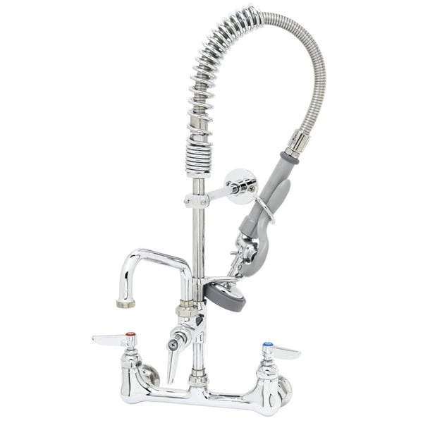 T&S Brass And Bronze Works T&S MPZ-8WWN-08-CR EasyInstall Wall Mounted 22 1/8" High Mini Pre-Rinse Faucet With Adjustable 8" Centers, 4" Wrist Action Handles, 24" Hose, 8" Add-On Faucet, And 6" Wall Bracket 3 T&S Brass And Bronze Works T&S MPZ-8WWN-08-CR EasyInstall Wall Mounted 22 1/8" High Mini Pre-Rinse Faucet With Adjustable 8" Centers, 4" Wrist Action Handles, 24" Hose, 8" Add-On Faucet, And 6" Wall Bracket