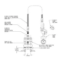 T&S Brass And Bronze Works T&S B-0519 Concealed Mixing Faucet With 3" Centers, B-0107 Spray Valve, 68" Hose, Wall Hook, Vacuum Breaker, And Check Valves -T&S Brass Shop 60746