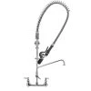 T&S Brass And Bronze Works T&S B-0133-A12-BC4 EasyInstall Wall Mounted 35 1/4" High Pre-Rinse Faucet With Adjustable 8" Centers, Low Flow Spray Valve, 44" Hose, 12" Add-On Faucet, 4-Way Accessory Cross, And 6" Wall Bracket