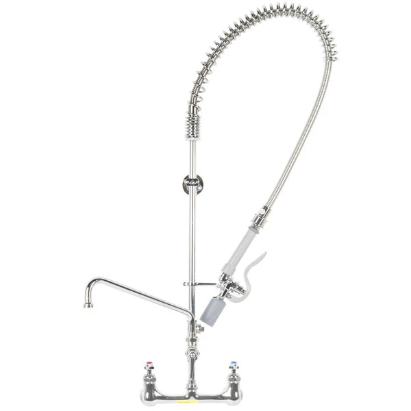T&S Brass And Bronze Works T&S B-0133-12CRBJST EasyInstall Wall Mounted 39 1/2" High Pre-Rinse Faucet With Adjustable 8" Centers, Low Flow Swivel Spray Valve, 44" Hose, 12" Add-On Faucet, Installation Kit, Tee Assembly, And 6" Wall Bracket 3 T&S Brass And Bronze Works T&S B-0133-12CRBJST EasyInstall Wall Mounted 39 1/2" High Pre-Rinse Faucet With Adjustable 8" Centers, Low Flow Swivel Spray Valve, 44" Hose, 12" Add-On Faucet, Installation Kit, Tee Assembly, And 6" Wall Bracket