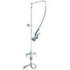 T&S Brass And Bronze Works T&S B-0111-BC EasyInstall Deck Mounted 39" High Pre-Rinse Faucet With Flex Inlets, Low Flow Spray Valve, Swivel Arm, 20" Hose, And 6" Wall Bracket