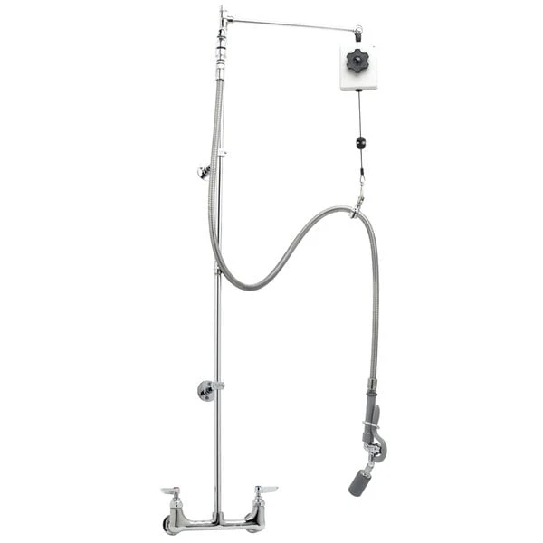 T&S Brass And Bronze Works T&S B-0140-01 Wall Mounted 47" High Pre-Rinse Faucet With Adjustable 8" Centers, Angled Low Flow Spray Valve, Balancer, 68" Hose, Vacuum Breaker, And 6" Wall Bracket 3 T&S Brass And Bronze Works T&S B-0140-01 Wall Mounted 47" High Pre-Rinse Faucet With Adjustable 8" Centers, Angled Low Flow Spray Valve, Balancer, 68" Hose, Vacuum Breaker, And 6" Wall Bracket