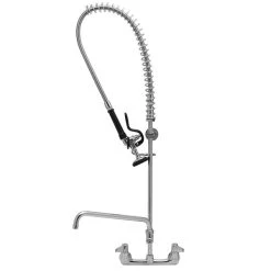 T&S Brass And Bronze Works T&S B-0279 EasyInstall Wall Mounted 41 1/4" High Pre-Rinse Faucet With Adjustable 8" Centers, 4-Arm Handles, 36" Hose 14" Add-On Faucet, And Adjustable Wall Bracket