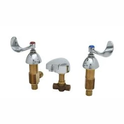 T&S Brass And Bronze Works T&S B-2485 Deck Mount Mixing Faucet With 8" Adjustable Centers, 5" Cast Spout, 4" Wrist Action Handles, And Eterna Cartridges