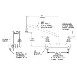 T&S Brass And Bronze Works T&S B-0231-02 Wall Mounted Pantry Faucet With 8" Adjustable Centers, 12" Swing Nozzle, Eterna Cartridges, And Installation Kit 5 T&S Brass And Bronze Works T&S B-0231-02 Wall Mounted Pantry Faucet With 8" Adjustable Centers, 12" Swing Nozzle, Eterna Cartridges, And Installation Kit -T&S Brass Shop 63181