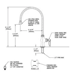 T&S Brass And Bronze Works T&S B-0304 Vandal Resistant Deck Mount Single Temperature Ledge Faucet With Single Supply And 8 13/16" Gooseneck Spout -T&S Brass Shop 63341