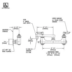 T&S Brass And Bronze Works T&S B-0234-BST Wall Mounted Pantry Faucet With 8" Adjustable Centers, 6" Cast Swing Spout, And Built-In Stops -T&S Brass Shop 64084