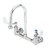 T&S Brass And Bronze Works T&S B-0350-04 Wall Mounted Surgical Sink Faucet With 8" Adjustable Centers, 5 9/16" Rigid Gooseneck, And 4" Wrist Action Handles -T&S Brass Shop 64194