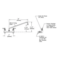 T&S Brass And Bronze Works T&S B-0230-CR-SC-EK Wall Mounted Faucet With 8" Centers, Cerama Cartridges, Spring Checks, And Installation Kit -T&S Brass Shop 64346