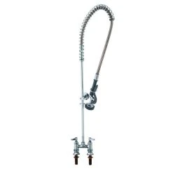 T&S Brass And Bronze Works T&S B-2290 EasyInstall Deck Mounted 41 1/2" High Pre-Rinse Faucet With Adjustable 4" Centers, 44" Hose, And 6" Wall Bracket