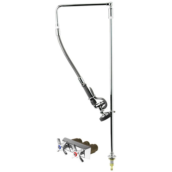 T&S Brass And Bronze Works T&S B-0141 Deck Mounted 35 3/4" High Pre-Rinse Faucet With Concealed Base, 4-Arm Handles, Swivel Arm, And 20" Hose 3 T&S Brass And Bronze Works T&S B-0141 Deck Mounted 35 3/4" High Pre-Rinse Faucet With Concealed Base, 4-Arm Handles, Swivel Arm, And 20" Hose