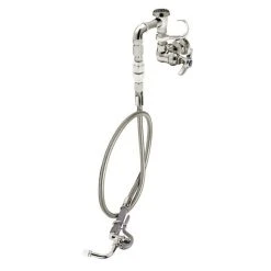 T&S Brass And Bronze Works T&S B-2308 Wall Mounted Pre-Rinse Faucet With Adjustable 8" Centers, Spray Face 80" Hose, 12" Add-On Faucet, Vacuum Breaker, And Wall Hook