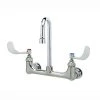 T&S Brass And Bronze Works T&S B-2443-F1-CR-SC 1 GPM Wall Mount Mixing Faucet With 8" Adjustable Centers, 2 7/8" Gooseneck, 4" Wrist Action Handles, Spring Checks, And Cerama Cartridges -T&S Brass Shop 66378