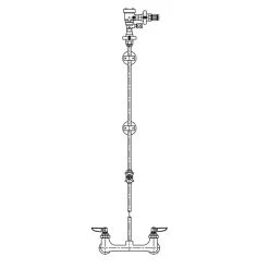 T&S Brass And Bronze Works T&S B-7000-LR-99 Wall Mount Pre-Rinse Faucet Base With 8" Centers, 16" And 40" Risers, 6" Wall Brackets, And Continuous Vacuum Breaker