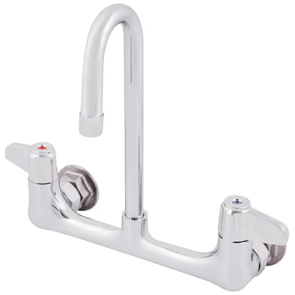 T&S Brass And Bronze Works Equip By T&S 5F-8WLX03 Wall Mounted Faucet With 2 3/16" Gooseneck Spout, 8" Centers, Laminar Flow Device, And Lever Handles 4 T&S Brass And Bronze Works Equip By T&S 5F-8WLX03 Wall Mounted Faucet With 2 3/16" Gooseneck Spout, 8" Centers, Laminar Flow Device, And Lever Handles - Image 2