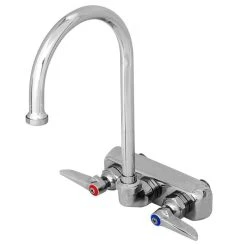 T&S Brass And Bronze Works T&S B-1147-XS Wall Mount Workboard Faucet With 8" Centers, 5 3/4" Gooseneck Spout, Escutcheon, Stream Regulator, And Tailpieces