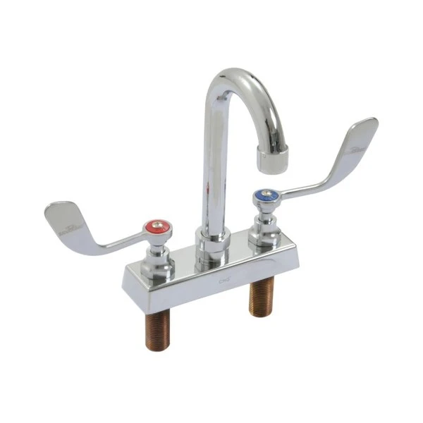 Eagle Group 301004 Deck Mounted Faucet With 8 5/8" Gooseneck Nozzle, 4" Centers, And Wrist Handles 3 Eagle Group 301004 Deck Mounted Faucet With 8 5/8" Gooseneck Nozzle, 4" Centers, And Wrist Handles