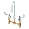 T&S Brass And Bronze Works T&S B-2865-05 5 13/16" Deck Mount Gooseneck Mixing Faucet With Adjustable Centers And 4" Wrist Action Handles -T&S Brass Shop 79963