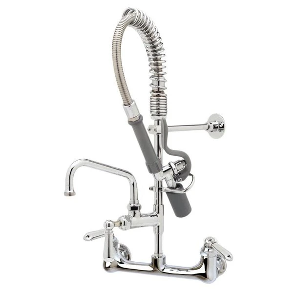 T&S Brass And Bronze Works T&S MPY-8WCN-08-CR EasyInstall Wall Mounted 22 1/8" High Mini Pre-Rinse Faucet With Adjustable 8" Centers, Low Flow Spray Valve, Club Handles, 24" Hose, 8" Add-On Faucet, And 6" Wall Bracket 3 T&S Brass And Bronze Works T&S MPY-8WCN-08-CR EasyInstall Wall Mounted 22 1/8" High Mini Pre-Rinse Faucet With Adjustable 8" Centers, Low Flow Spray Valve, Club Handles, 24" Hose, 8" Add-On Faucet, And 6" Wall Bracket