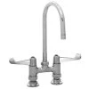 T&S Brass And Bronze Works Equip By T&S 5F-4DWS05 Deck Mounted Faucet With 5 9/16" Gooseneck Spout, 4" Centers, Laminar Flow Device, And Wrist Handles -T&S Brass Shop 844914
