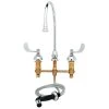 T&S Brass And Bronze Works T&S B-2347-08 Easy Install Deck Mount Faucet With 8" Centers, 5 11/16" Gooseneck, Stream Regulator, 4" Wrist Action Handles, Eterna Cartridges, And Sidespray -T&S Brass Shop 844987
