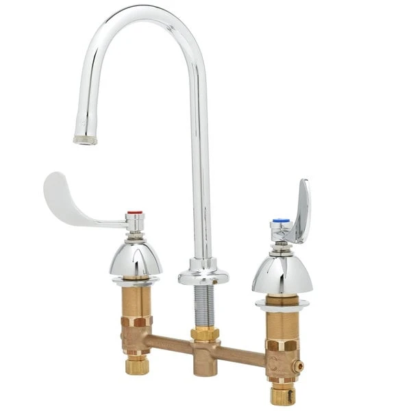 T&S Brass And Bronze Works T&S B-2850-01 Deck Mount Easy Install 1.6 GPM Faucet With 8" Centers, 5 9/16" Gooseneck, 4" Wrist Action Handles, And Eterna Cartridges 3 T&S Brass And Bronze Works T&S B-2850-01 Deck Mount Easy Install 1.6 GPM Faucet With 8" Centers, 5 9/16" Gooseneck, 4" Wrist Action Handles, And Eterna Cartridges