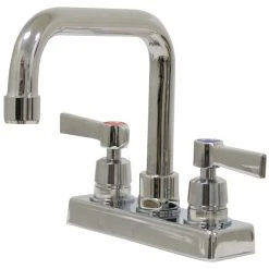 Advance Tabco K-124 Deck Mounted Faucet With 6" Extended D Nozzle, 4" Centers, 1 GPM Aerator, And Lever Handles