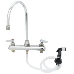 T&S Brass And Bronze Works T&S B-1173 Deck Mount Workboard Faucet With 8" Centers, 7 7/8" Gooseneck Spout, And Sidespray