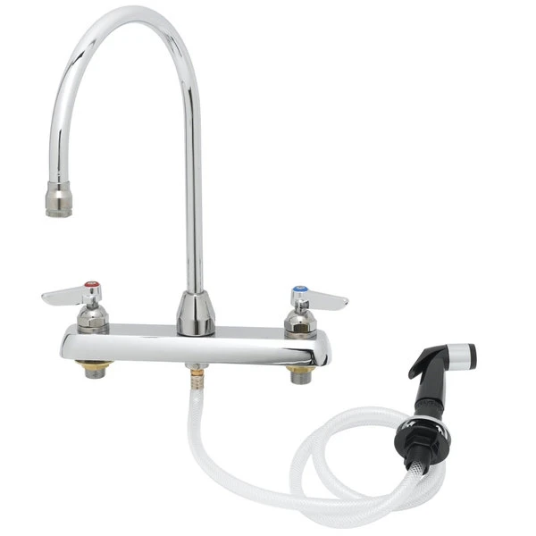 T&S Brass And Bronze Works T&S B-1173 Deck Mount Workboard Faucet With 8" Centers, 7 7/8" Gooseneck Spout, And Sidespray 3 T&S Brass And Bronze Works T&S B-1173 Deck Mount Workboard Faucet With 8" Centers, 7 7/8" Gooseneck Spout, And Sidespray