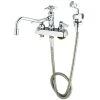 T&S Brass And Bronze Works T&S B-1152-092A Deck Mount Workboard Faucet With 8" Centers, 7 7/8" Nozzle, Escutcheon, 44" Hose, And Angled Spray Valve