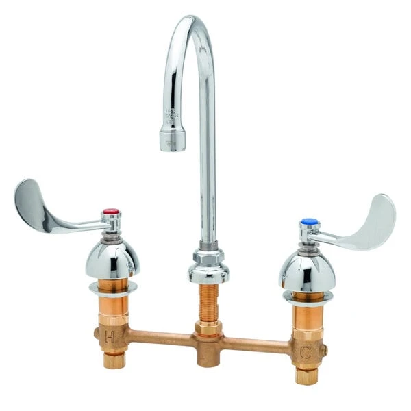 T&S Brass And Bronze Works T&S B-2873 Easy Install Deck Mount Faucet With 8" Centers, 4" Wrist Action Handles, 2 7/8" Gooseneck Spout, And Eterna Cartridges 3 T&S Brass And Bronze Works T&S B-2873 Easy Install Deck Mount Faucet With 8" Centers, 4" Wrist Action Handles, 2 7/8" Gooseneck Spout, And Eterna Cartridges