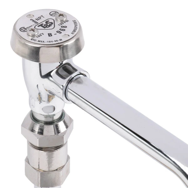 T&S Brass And Bronze Works T&S B-0850-01-PV Deck Mount Widespread Mixing Faucet With 8" Adjustable Centers, Serrated Nozzle, 4" Wrist Action Handles, And Double Valve Pedal 8 T&S Brass And Bronze Works T&S B-0850-01-PV Deck Mount Widespread Mixing Faucet With 8" Adjustable Centers, Serrated Nozzle, 4" Wrist Action Handles, And Double Valve Pedal - Image 6