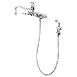 T&S Brass And Bronze Works T&S B-1157 Wall Mounted Workboard Faucet With Spray Valve And 8" Centers - 8" Swing Nozzle