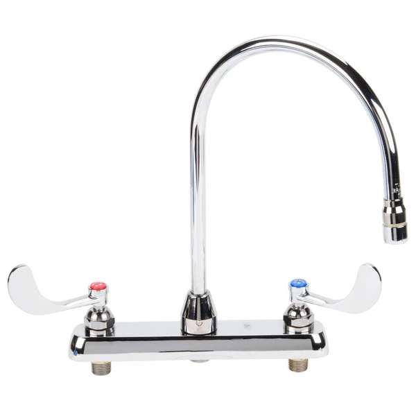 T&S Brass And Bronze Works T&S B-1176 Deck Mount Workboard Faucet With 8" Centers, 8 13/16" Gooseneck Spout, 84" Hose, And EB-0107 Blue Spray Valve 5 T&S Brass And Bronze Works T&S B-1176 Deck Mount Workboard Faucet With 8" Centers, 8 13/16" Gooseneck Spout, 84" Hose, And EB-0107 Blue Spray Valve - Image 3