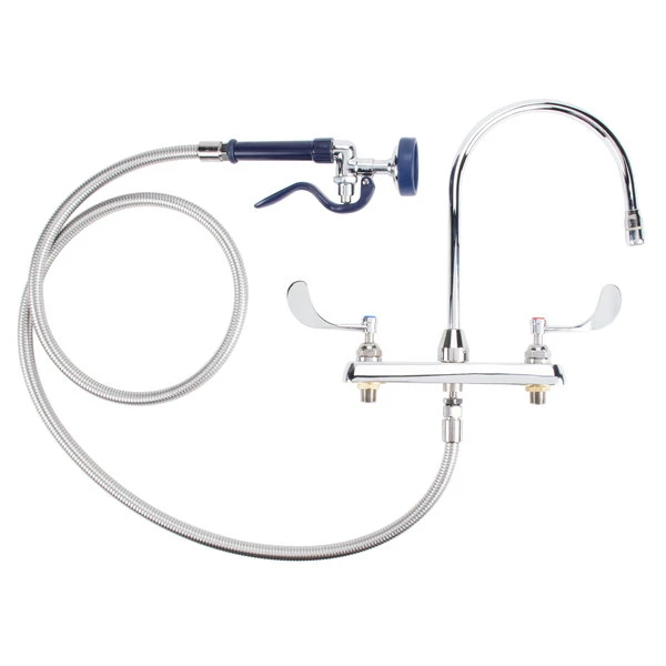 T&S Brass And Bronze Works T&S B-1176 Deck Mount Workboard Faucet With 8" Centers, 8 13/16" Gooseneck Spout, 84" Hose, And EB-0107 Blue Spray Valve 3 T&S Brass And Bronze Works T&S B-1176 Deck Mount Workboard Faucet With 8" Centers, 8 13/16" Gooseneck Spout, 84" Hose, And EB-0107 Blue Spray Valve